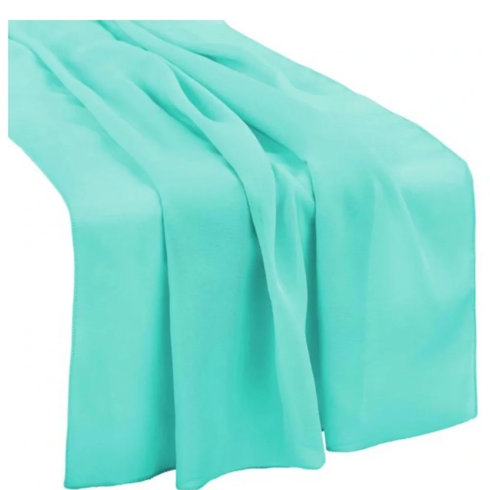 Set of Four Turquoise Chiffon Table Runners